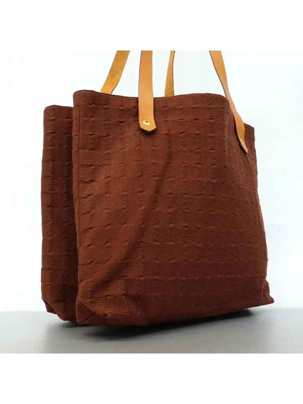 Hermes Tote Amedabaka Badu Posh Canvas Brown Gold